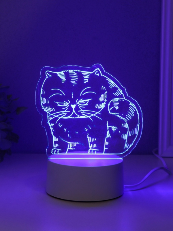 Светильник "Толстый кот" LED RGB от сети RISALUX 9,5х16,7х16 см