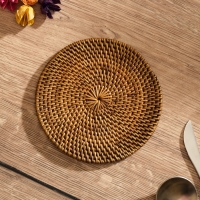 Коврик сервировочный плетеный круглый ротанг,    15х15х0,5 см