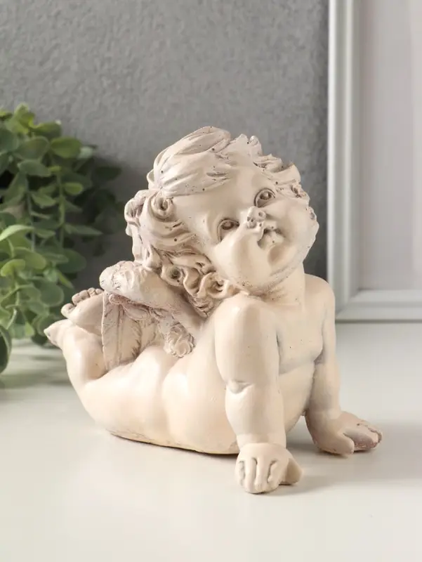 Фигурка гипс &laquo;Ангел на ладошках&raquo;, 14&times;17&times;9 см, состаренный эффект, слоновая кость