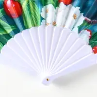 Веер пластик, текстиль "Вишня и цветки" МИКС 23 см