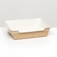 Контейнер с плоской крышкой, крафт, 0,5 л, 16 х 12 х 4,5 см