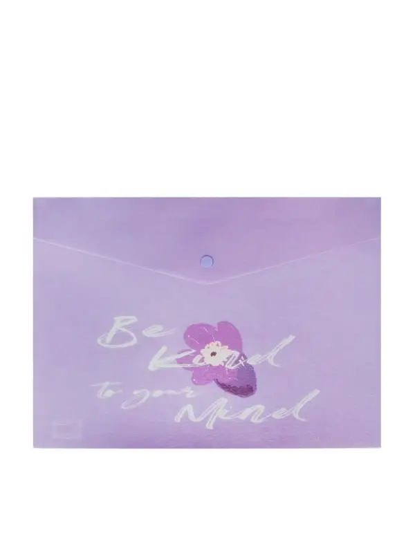 Папка-конверт на кнопке формат А4 180мкр блестящая МИКС Сиреневый стиль  (штрихкод на штуке)   10843