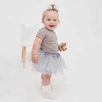 Набор Крошка Я &laquo;Цветочек&raquo; юбка и повязка на голову 3-18 мес, серый