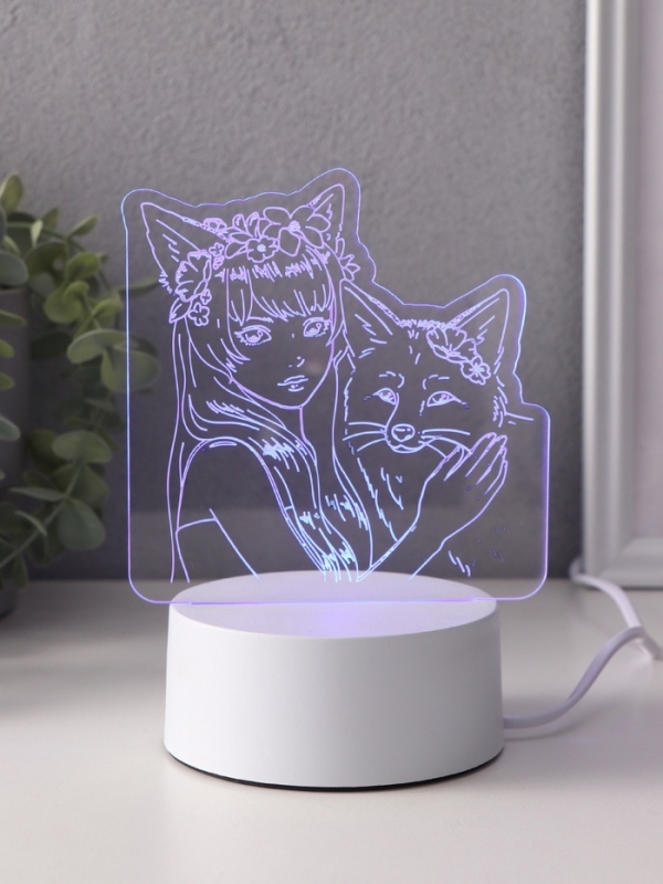 Светильник "Лисица" LED RGB от сети RISALUX 9,5х16,7х18,5 см