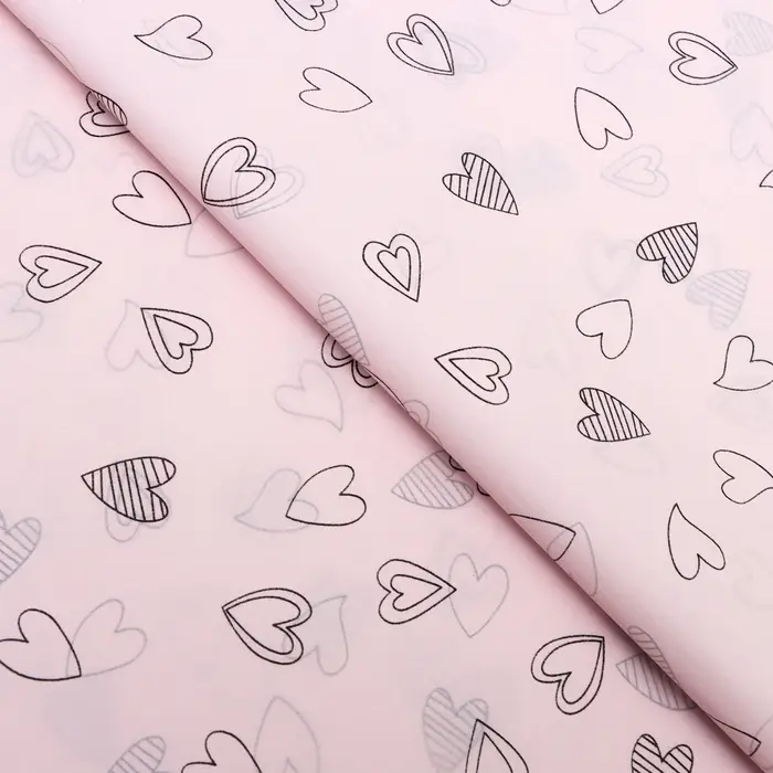 Бумага упаковочная тишью, &laquo;Сердечки&raquo;, 50 см &times; 70 см 17 грамм, розовая