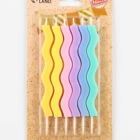Свечи для торта &laquo;Волна&raquo;, 6 шт., разноцветные