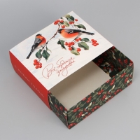 Коробка подарочная новогодняя складная &laquo;Снегири&raquo;, 20 х 15 х 8 см, Новый год