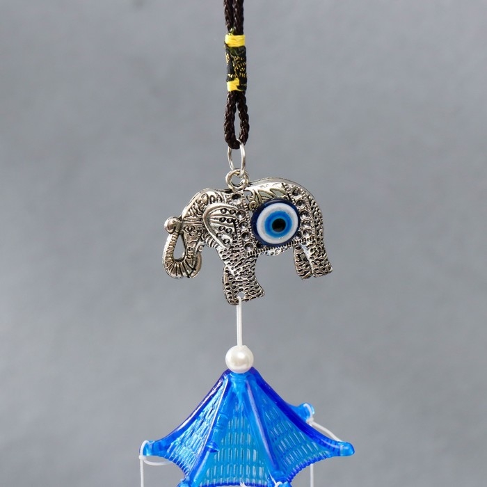 Музыка ветра металл "Индийский слон" от сглаза 7 колокольчиков 51х6,1 см