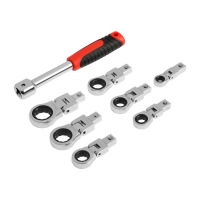 Набор трещоточных ключей ТУНДРА, CrV, сменные поворотные головки 8 - 19 мм, 72 зуба, 8 шт. Набор трещоточных ключей ТУНДРА, CrV, сменные поворотные головки 8 - 19 мм, 72 зуба, 8 шт.