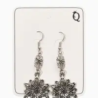 Серьги метал "Аутентичность" цветы, цвет чернёное серебро