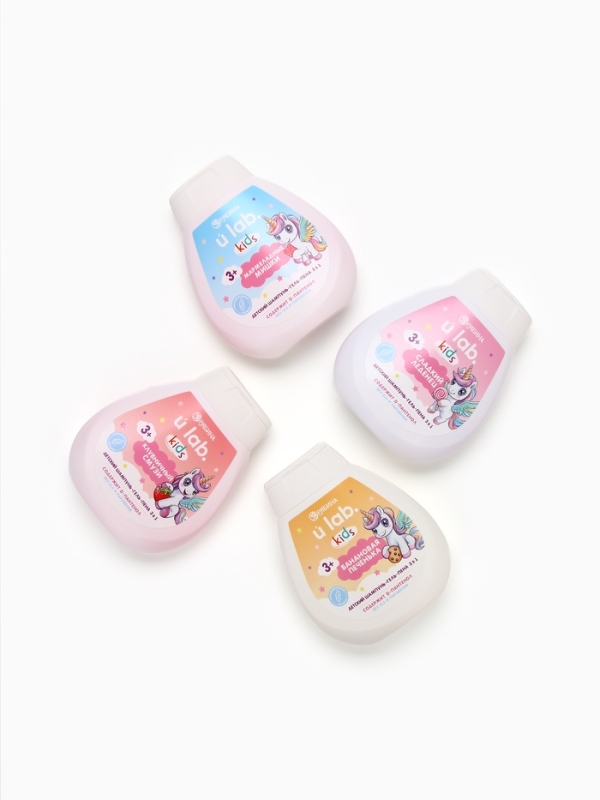 Детский шампунь-гель-пена 3в1 Детский шампунь-гель-пена 3в1 "Единороги", 250 мл, аромат банановая печенька