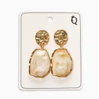 Серьги "Стиль камня", цвет белый в золоте