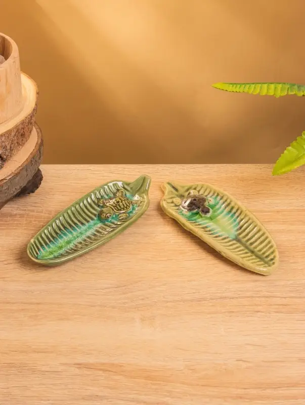 Подставка под благовония "Черепашонок на листе" керамика, цв. МИКС, 15х6х2 см