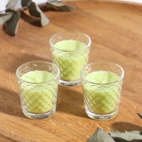 Свеча ароматическая в стакане (набор 3 шт) по 50 мл, 10 ч, 32 гр, ЛАЙМ-МЯТА