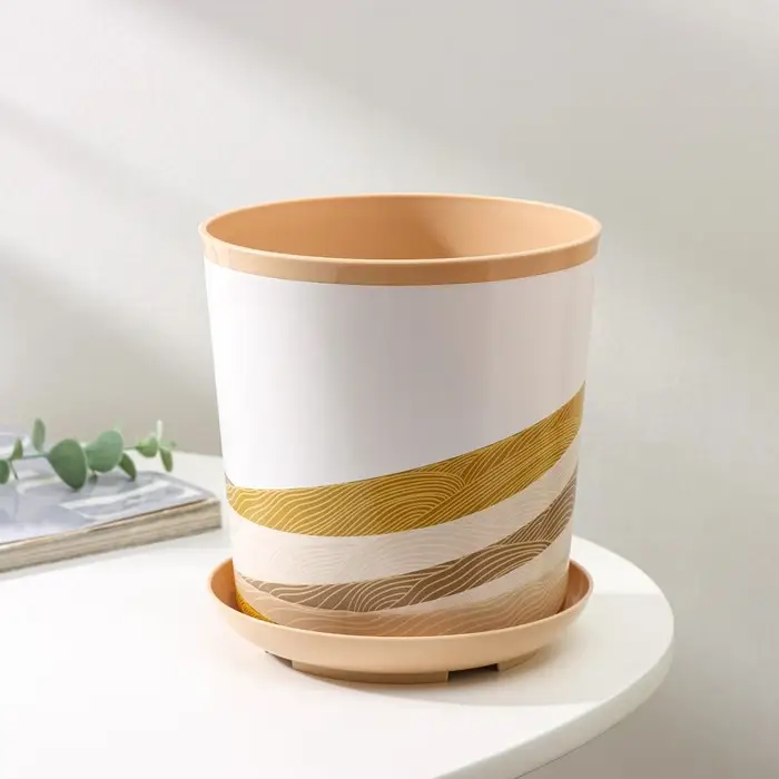 Горшок для цветов с поддоном Доляна &laquo;Каракум. Пустошь&raquo;, 1,6 л, d=14 см, h=15,5 см, пластиковый, цвет бежевый