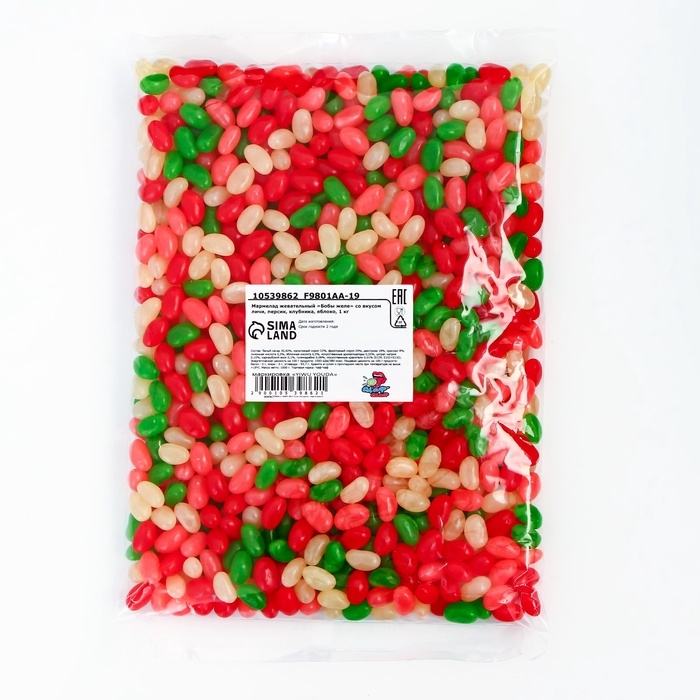 Мармелад жевательный Мармелад жевательный "Бобы желе" со вкусом личи, персик, клубника, яблоко, 1 кг