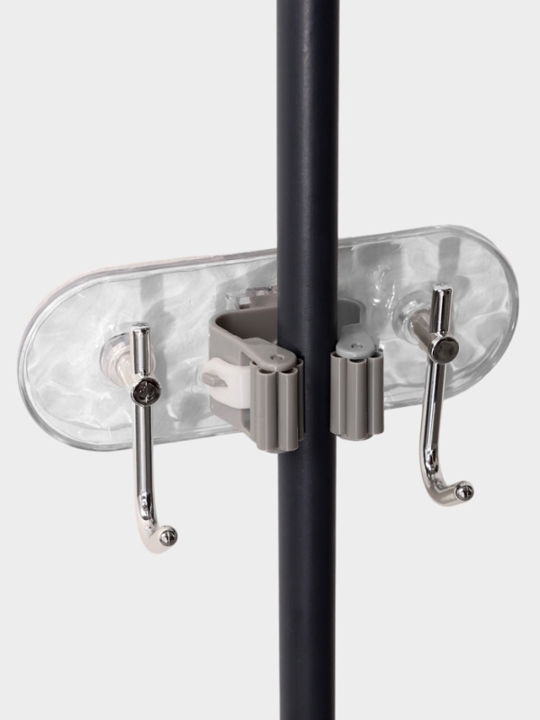 Держатель для швабр настенный самоклеящийся, прозрачная основа, 16х6х6 см