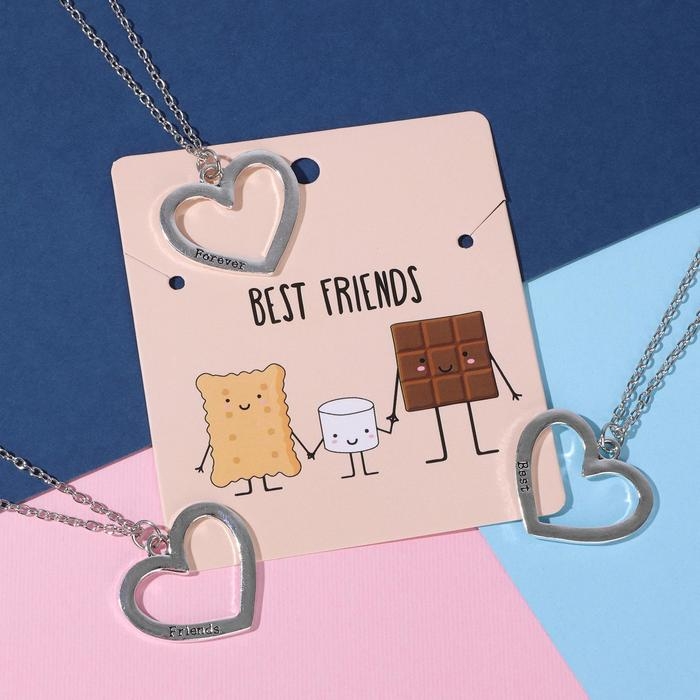 Кулоны &laquo;Неразлучники&raquo; троица, цвет серебро, 45 см