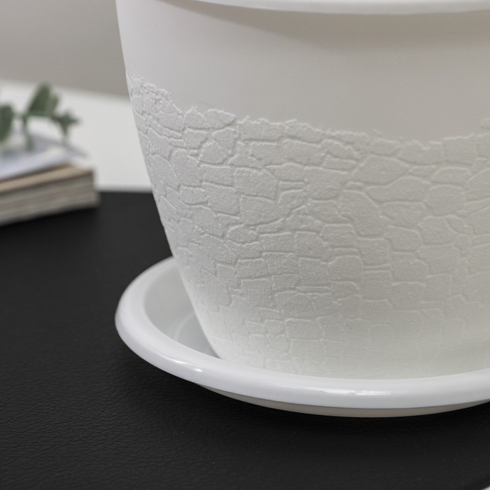 Горшок с поддоном &laquo;Розалия&raquo;, 1.2 л, белый