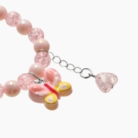 Браслет детский "Выбражулька" сердце на цепочке и бабочка, цвет розовый