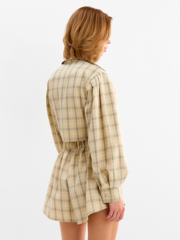 Комплект женский (блузка, шорты) MINAKU: Casual Collection цвет бежевый клетка, размер 44