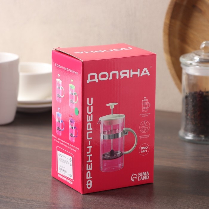 Чайник заварочный френч - пресс Доляна «Гарсон», 350 мл, стекло, цвет зелёный Чайник заварочный френч - пресс Доляна «Гарсон», 350 мл, стекло, цвет зелёный