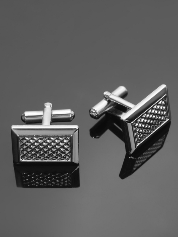 Запонки нержавеющая сталь &laquo;Прямоугольник&raquo; с точечным нанесением, цвет серебро