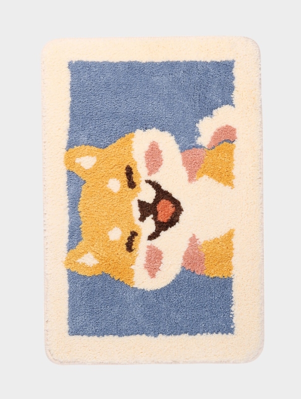 Коврик Доляна &laquo;Корги&raquo;, 40&times;60 см, микрофибра, синий