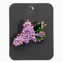 Брошь "Цветок Сирени", цвет фиолетово-зелёная в золоте