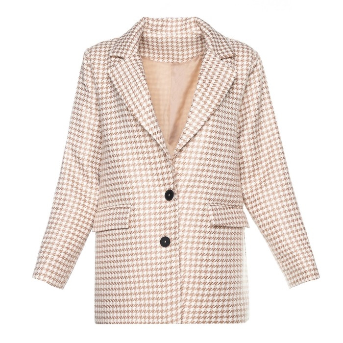 Пиджак женский, цвет светло-бежевый, гусиная лапка, размер 56 Пиджак женский, цвет светло-бежевый, гусиная лапка, размер 56