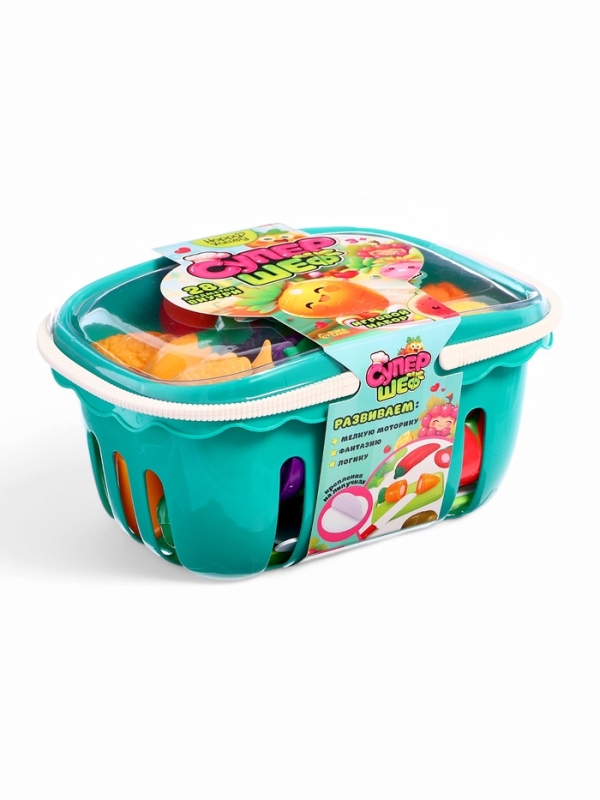 Игровой набор "Супершеф" корзина с продуктами и посудкой, 28 предметов