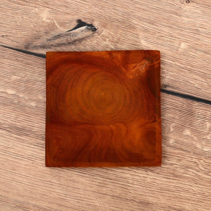 Тарелка квадратная 15х15х2 см, тиковое дерево