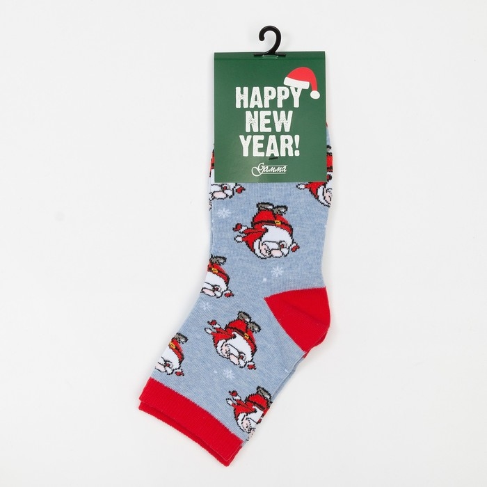 Носки женские новогодние &laquo;Дед Мороз&raquo;, цвет светло-голубой, размер 23-25