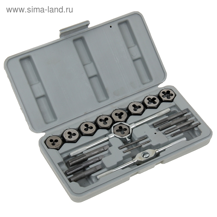 Набор метчиков и плашек Sparta, М3 - М12, 20 шт в наборе Набор метчиков и плашек Sparta, М3 - М12, 20 шт в наборе