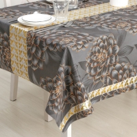 Клеёнка на стол &laquo;В саду&raquo;, на тканевой основе, рулон 20 метров, ширина 137 см, цвет чёрный