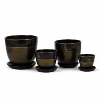 Набор горшков цветочный поддоном 4 шт 0,4 / 1 / 2,5 / 5 л керамика, Мираж