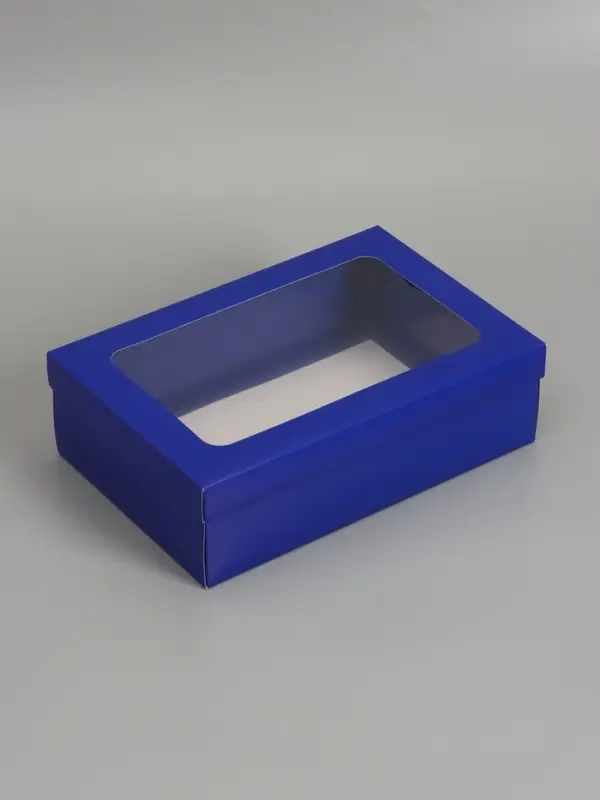Коробка складная &laquo;Синяя&raquo;, с окном  30 х  20 х 9 см