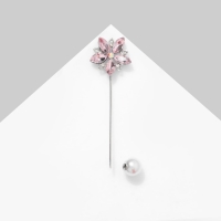 Булавка &laquo;Цветок&raquo; сирень, 8 см, цвет розовый в серебре