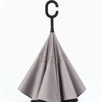 Зонт - наоборот «Однотон», механический, 8 спиц, R = 53/61 см, D = 122 см, цвет чёрный/серый Зонт - наоборот «Однотон», механический, 8 спиц, R = 53/61 см, D = 122 см, цвет чёрный/серый