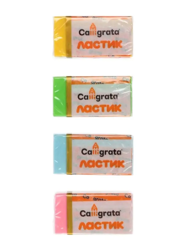 Набор 8 штук ластиков прямоугольных Пастельные МИКС, в бумажном держателе (штрихкод на штуке)