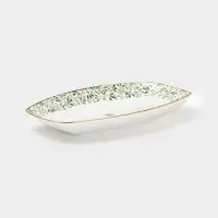 Блюдо сервировочное &laquo;Гармония лепестков&raquo;, 30&times;18&times;3.5 см, фарфор, белое, зелёное