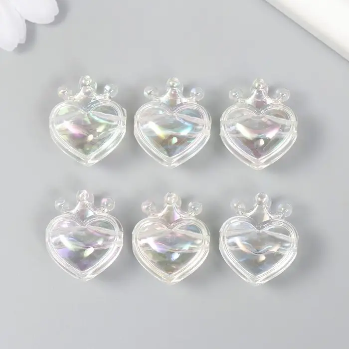 Бусина для рукоделия и плетения &laquo;Арт Узор. Сердечко с короной прозрачный перламутр&raquo;, пластик, 2.1&times;1.4&times;2.5 см