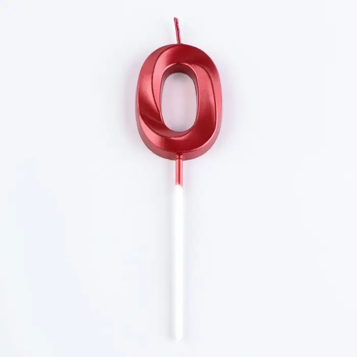 Свеча в торт на шпажке &laquo;Цифра 0&raquo;, красная, 5 см