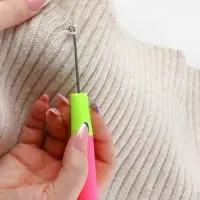 Игла для поднятия петель, 15.5 см, d=3 мм, розовая, жёлтая