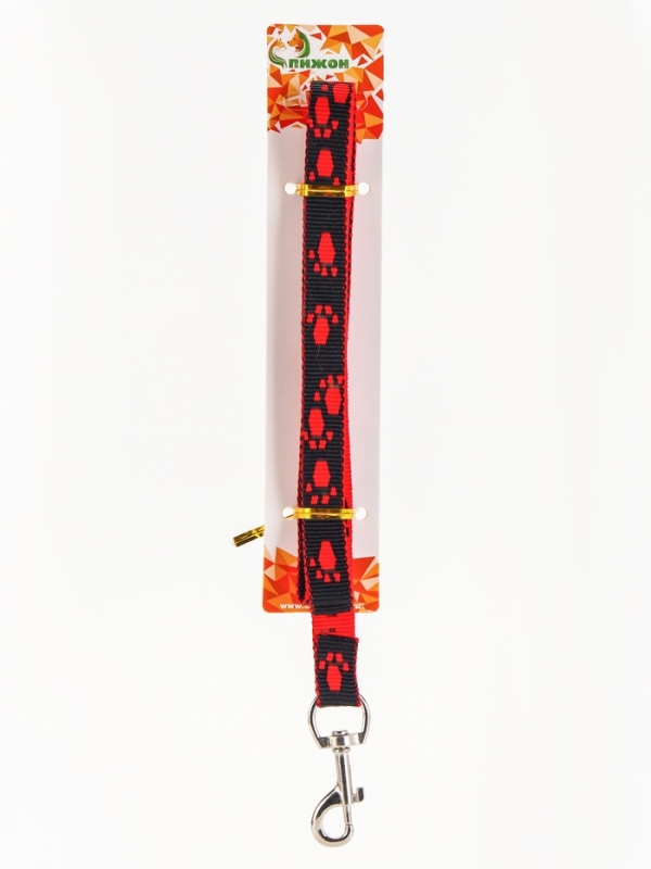 Комплект "Большая лапа", ширина 1,5 см, поводок 120 см, шлейка 28-42 см, красно-чёрный