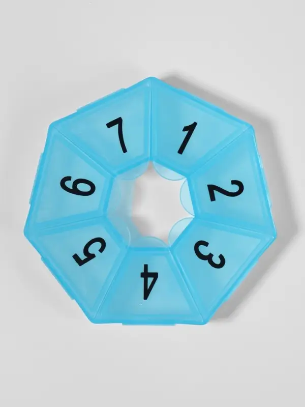 Таблетница &laquo;Цифры&raquo;, 7.5&times;7.5&times;1.7 см, 7 секций, МИКС