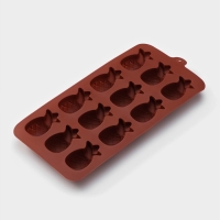 Форма для конфет и шоколада Доляна &laquo;Ананас&raquo;, силикон, 22,5&times;10,5 см, 12 ячеек, цвет коричневый