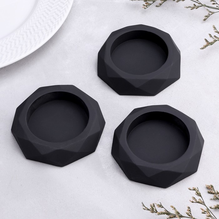 Подсвечник Подсвечник "Грани", набор 3 шт, 2,3х10 см, графит