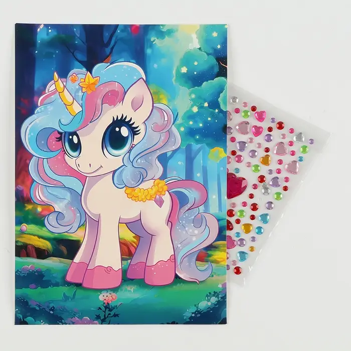 Аппликация стразами для детей &laquo;Единорожка&raquo;, набор для творчества, А5