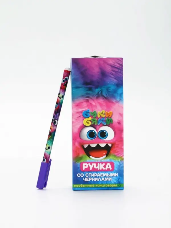 Ручка пиши-стирай с колпачком "Буки Бяки", синяя паста 0.5 мм